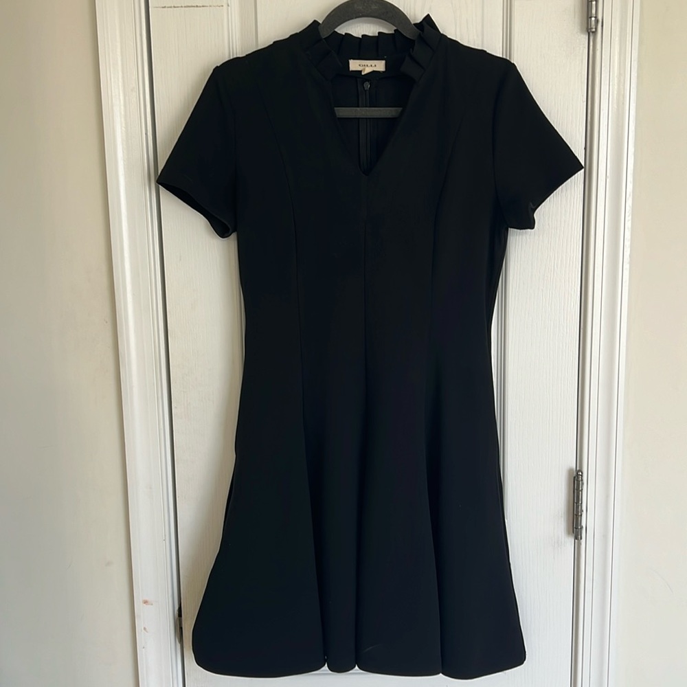 Gilli Fit & Flare Ruffle Neck Dress